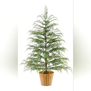 My Texas House Potted 4' Pre-Lit Cypress Artificial Christmas Tree, Green, 100 L